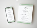 Green Watercolor Catholic Baptism Invitation