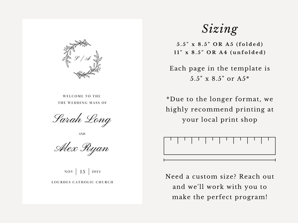 Wreath Full Readings & Explanation Wedding Program Template