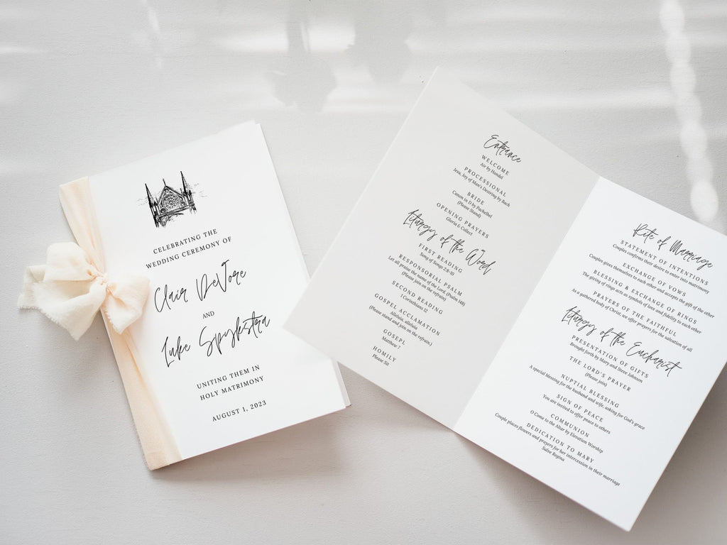 Church Bifold Wedding Program Template