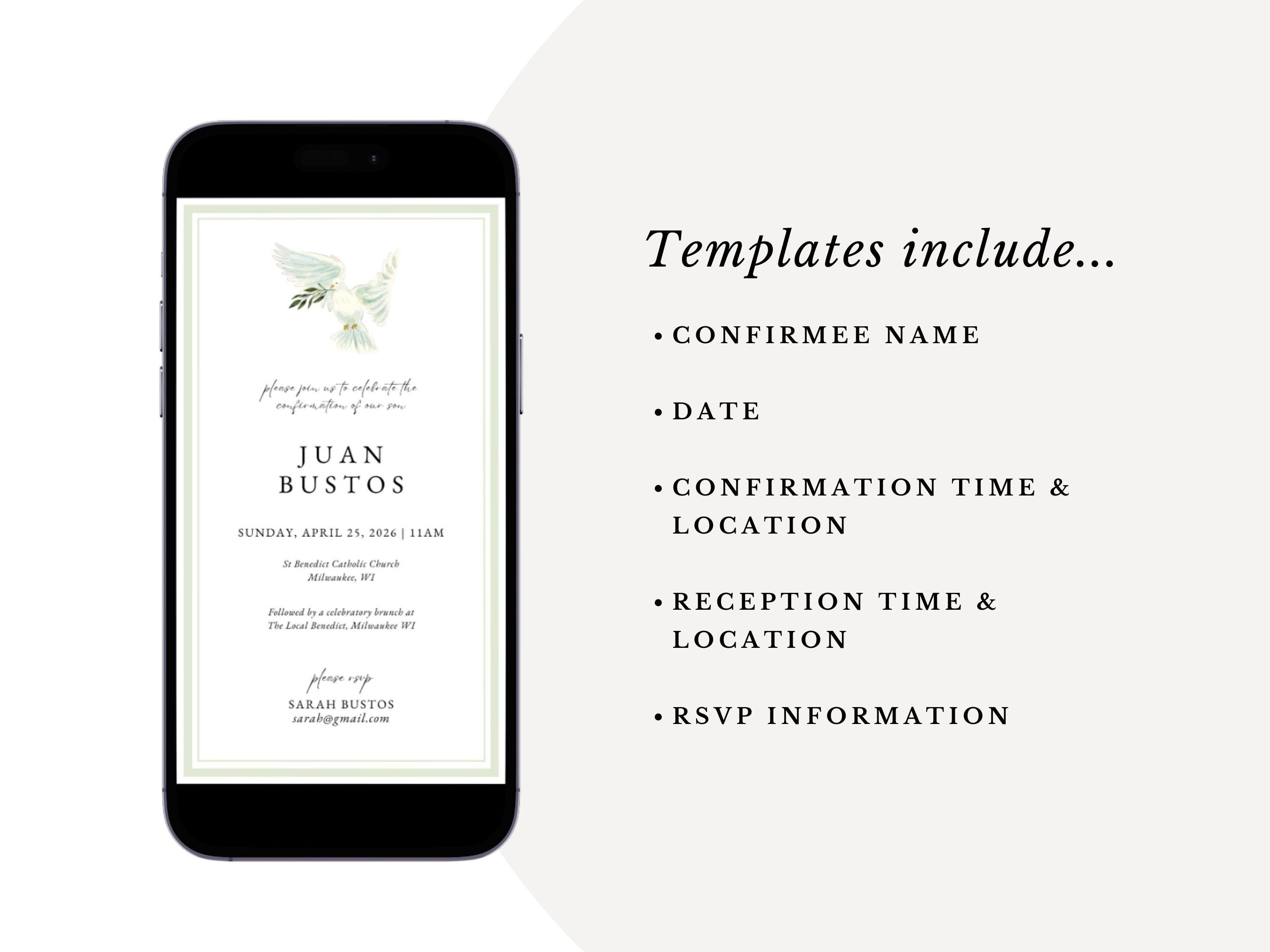 Dove Confirmation Invitation Template