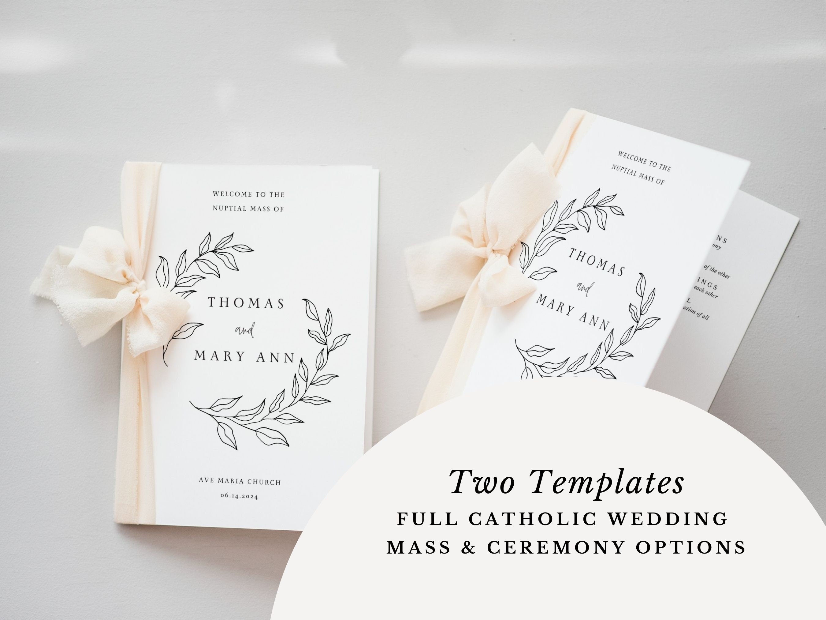 Leaf Bifold Wedding Program Template