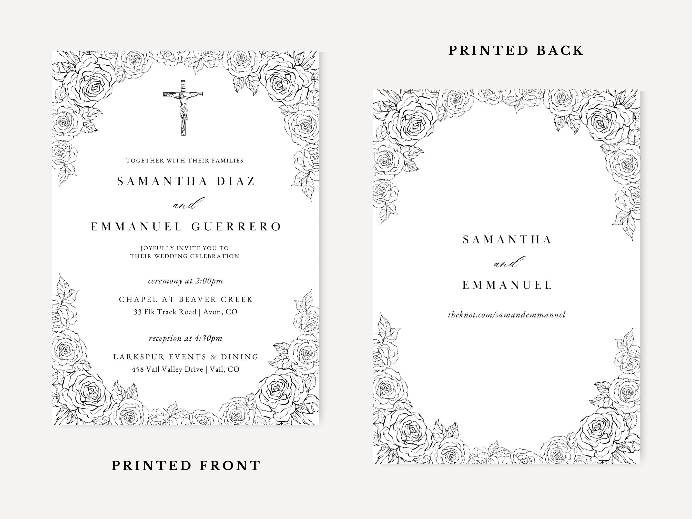Roses Catholic Wedding Invitation