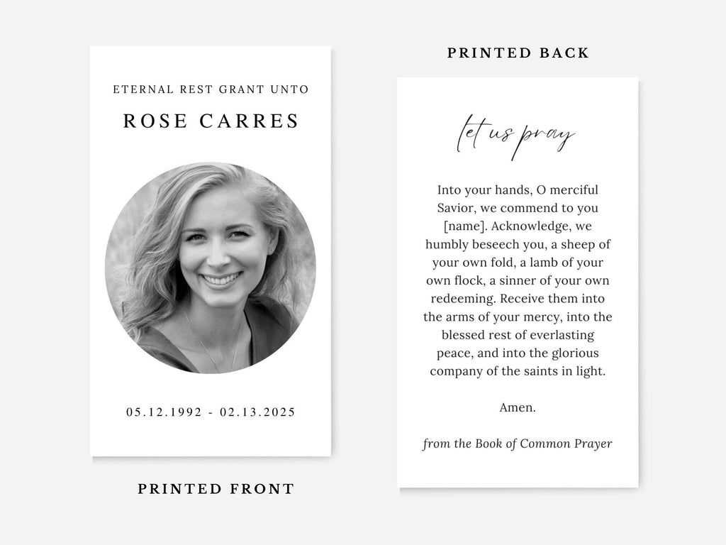 Rose Funeral Prayer Card Template
