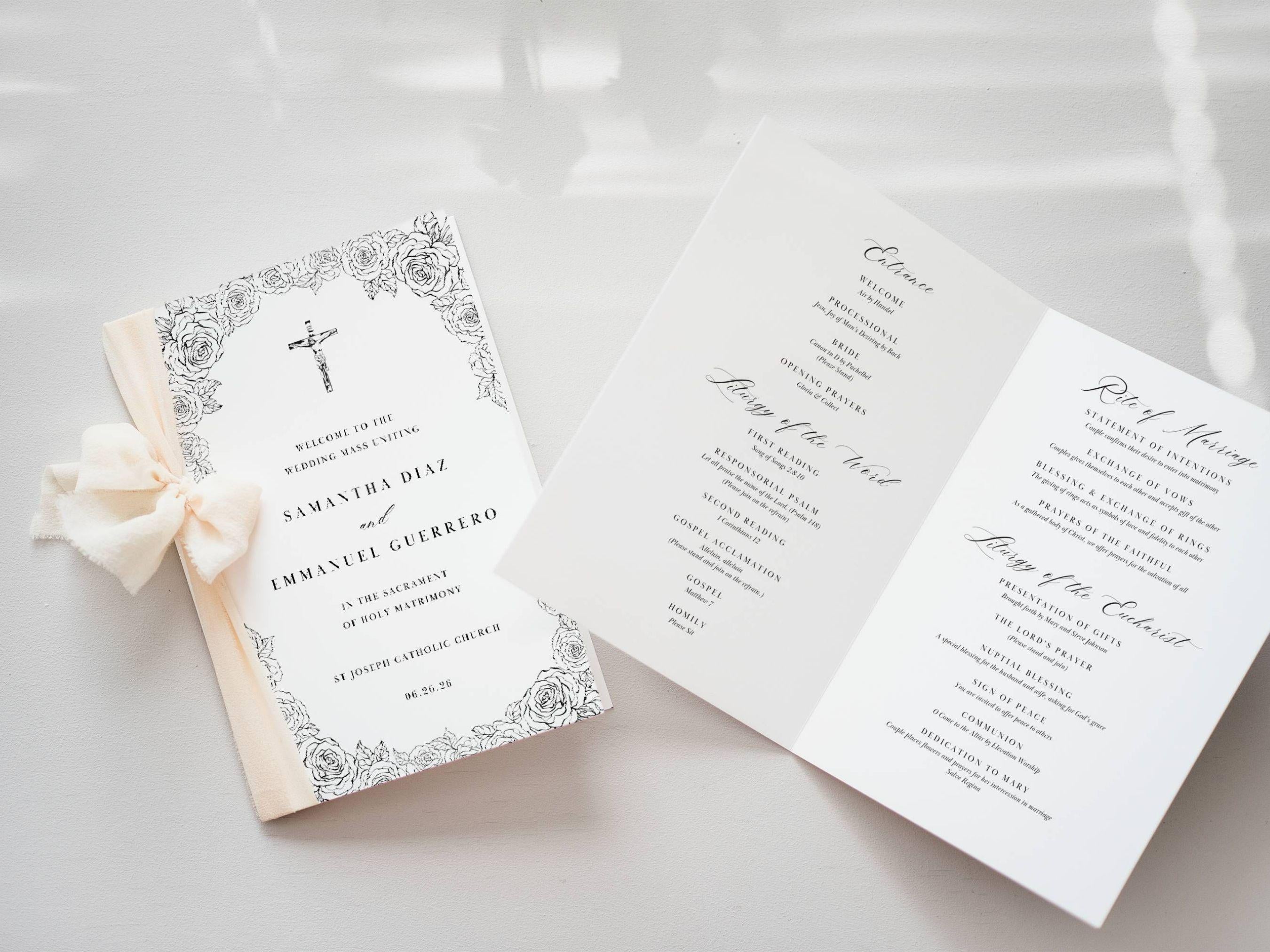 Roses Bifold Wedding Program Template