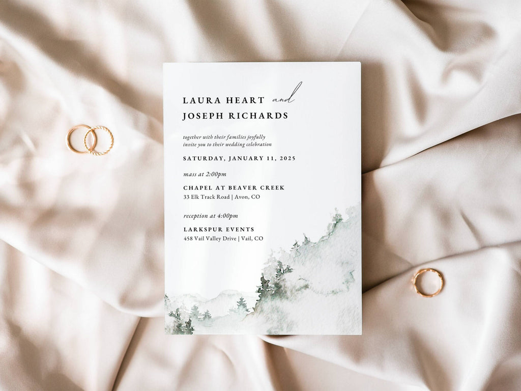 Mountain Catholic Wedding Invitation Template