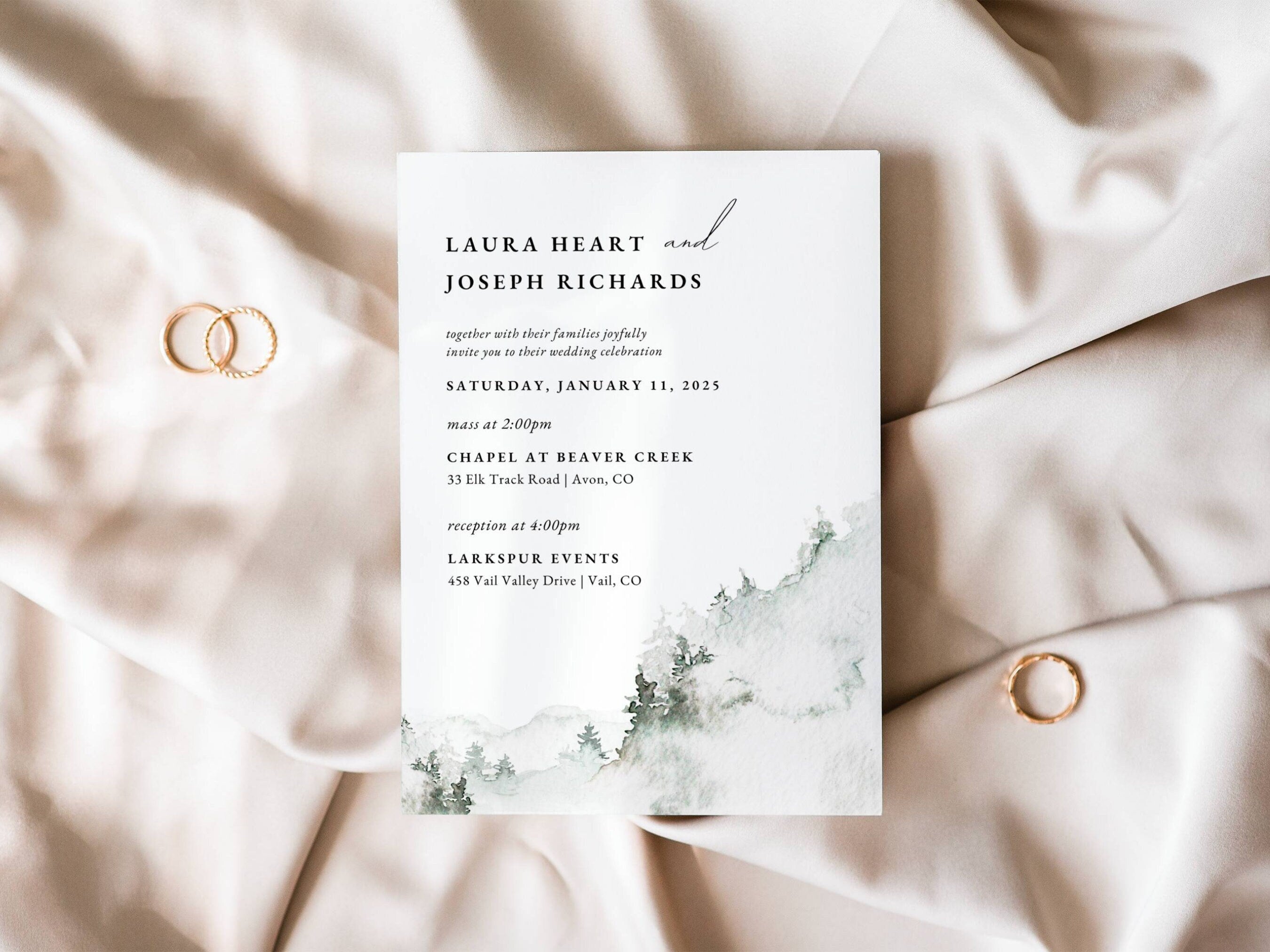 Mountain Catholic Wedding Invitation Template