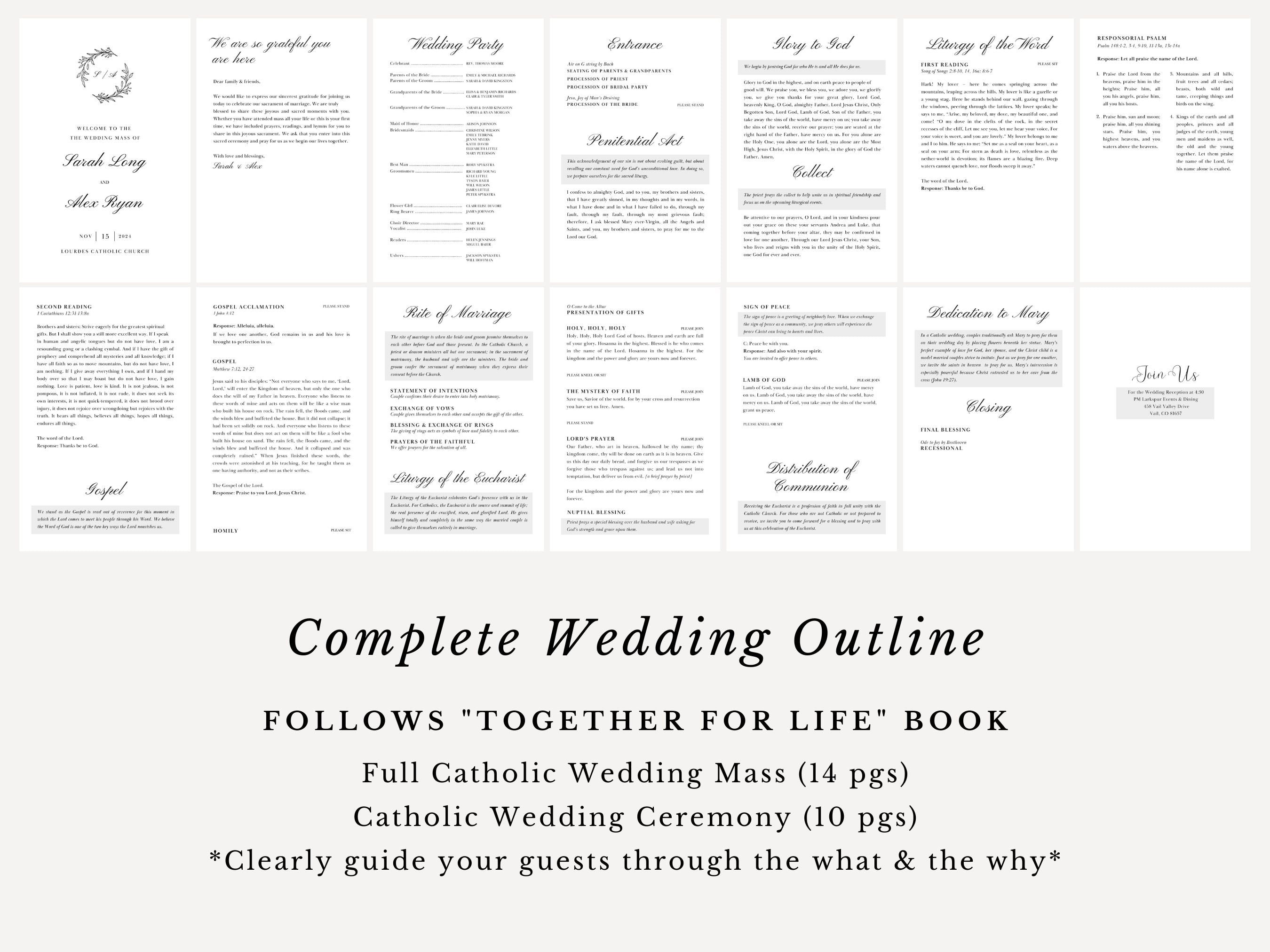 Wreath Full Readings & Explanation Wedding Program Template