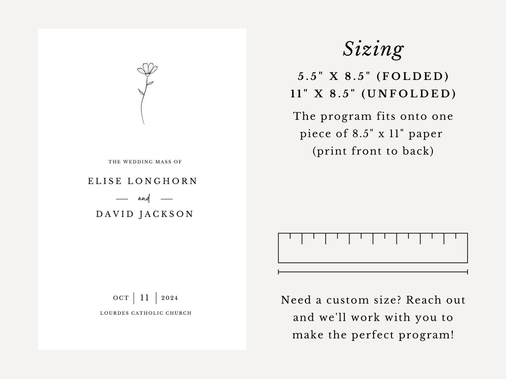 Flower Bifold Wedding Program Template