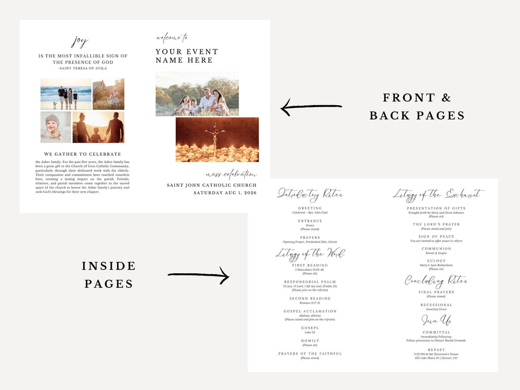 Family Catholic Mass Bifold Program Template
