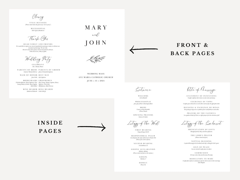 Simple Bifold Wedding Program Template