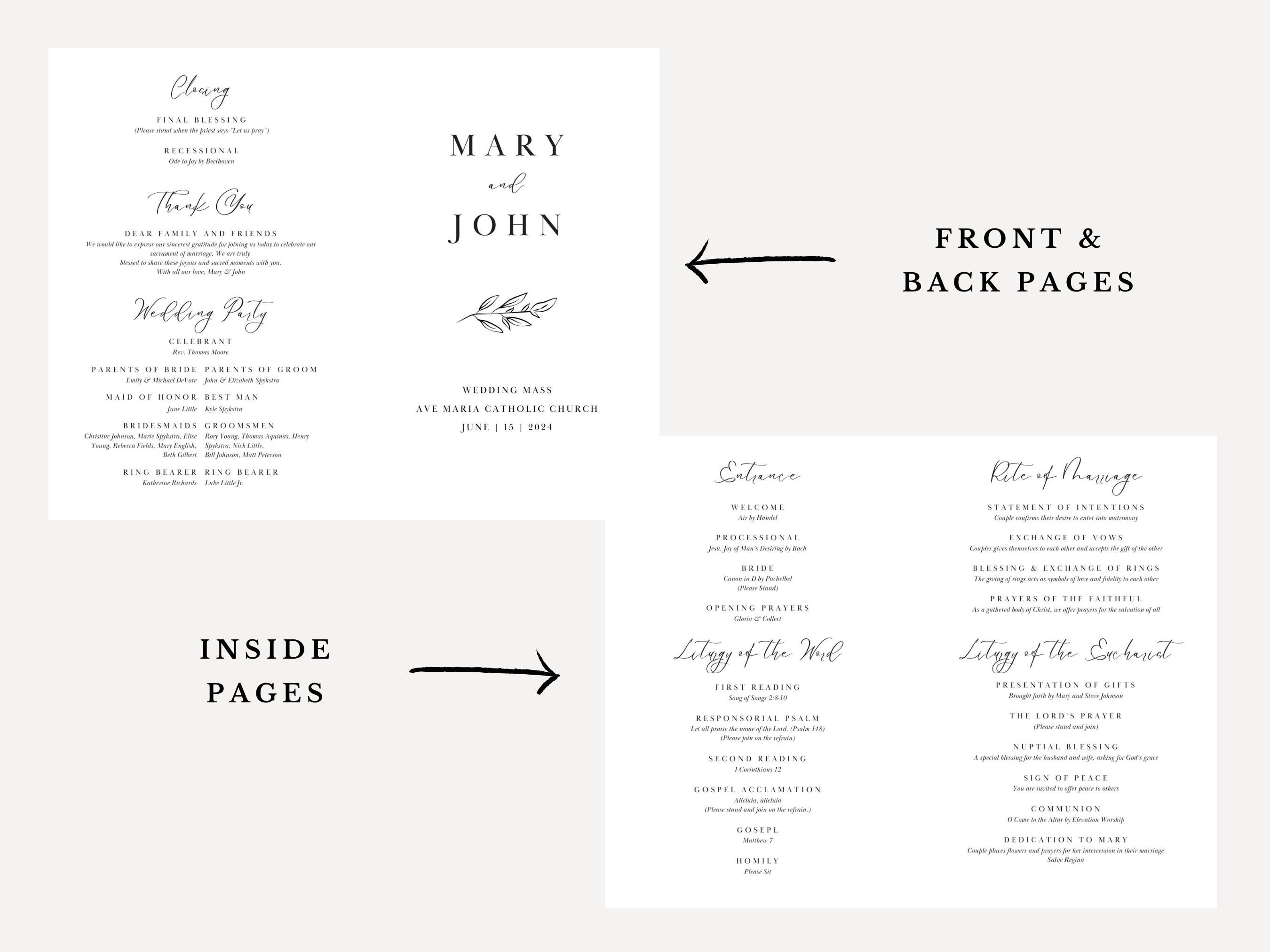 Simple Bifold Wedding Program Template