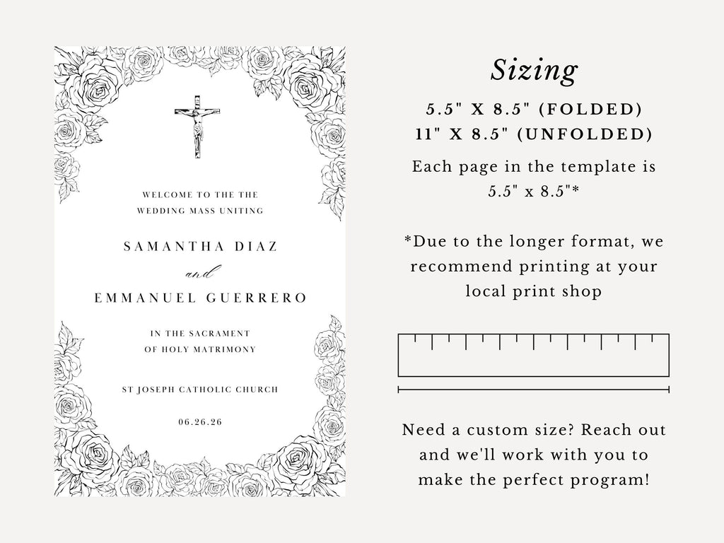 Roses Full Readings & Explanation Wedding Program Template