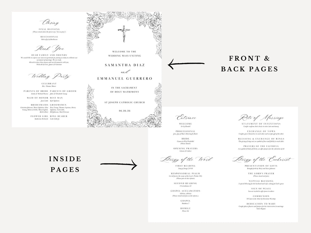Roses Bifold Wedding Program Template