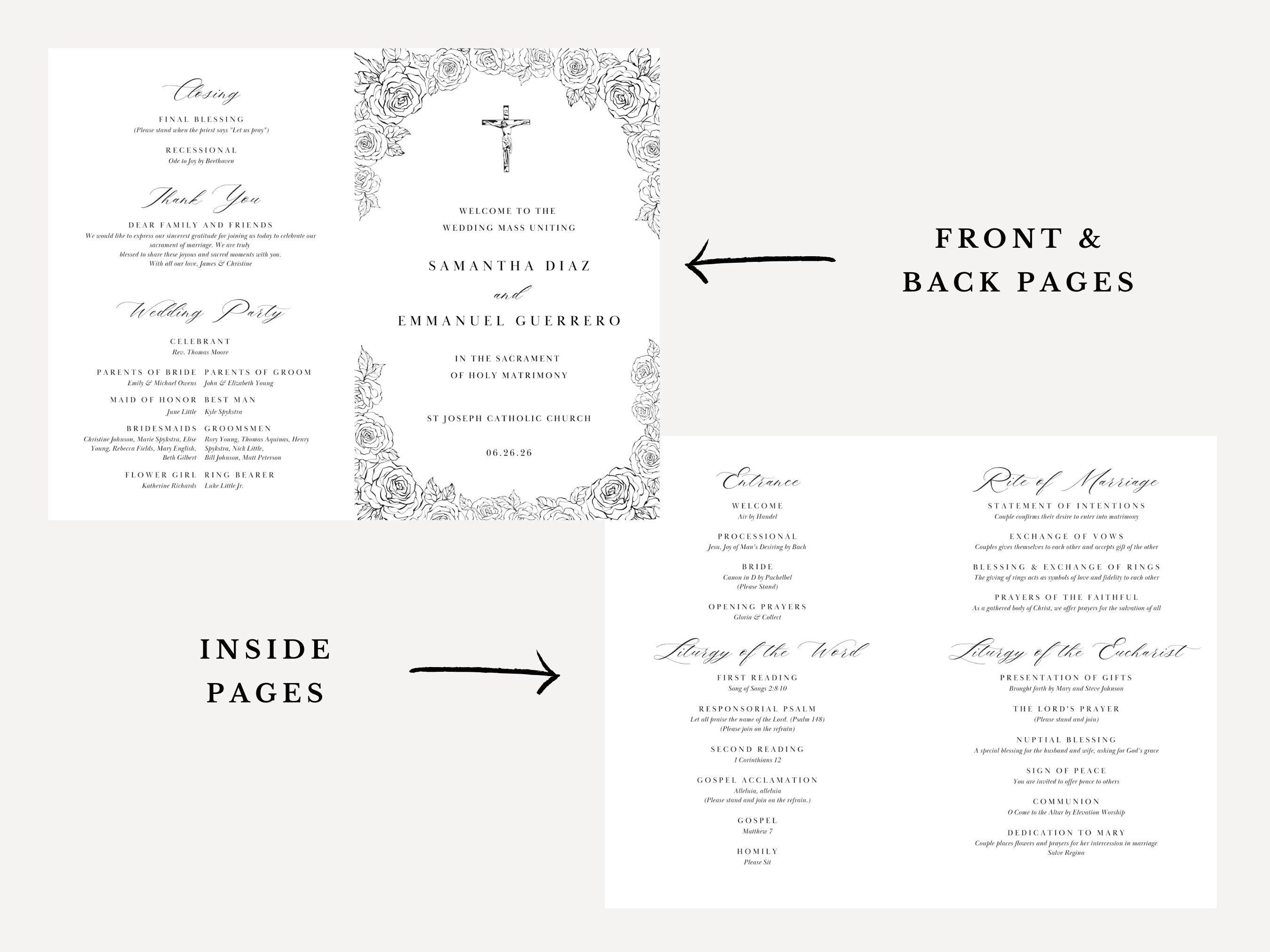Roses Bifold Wedding Program Template