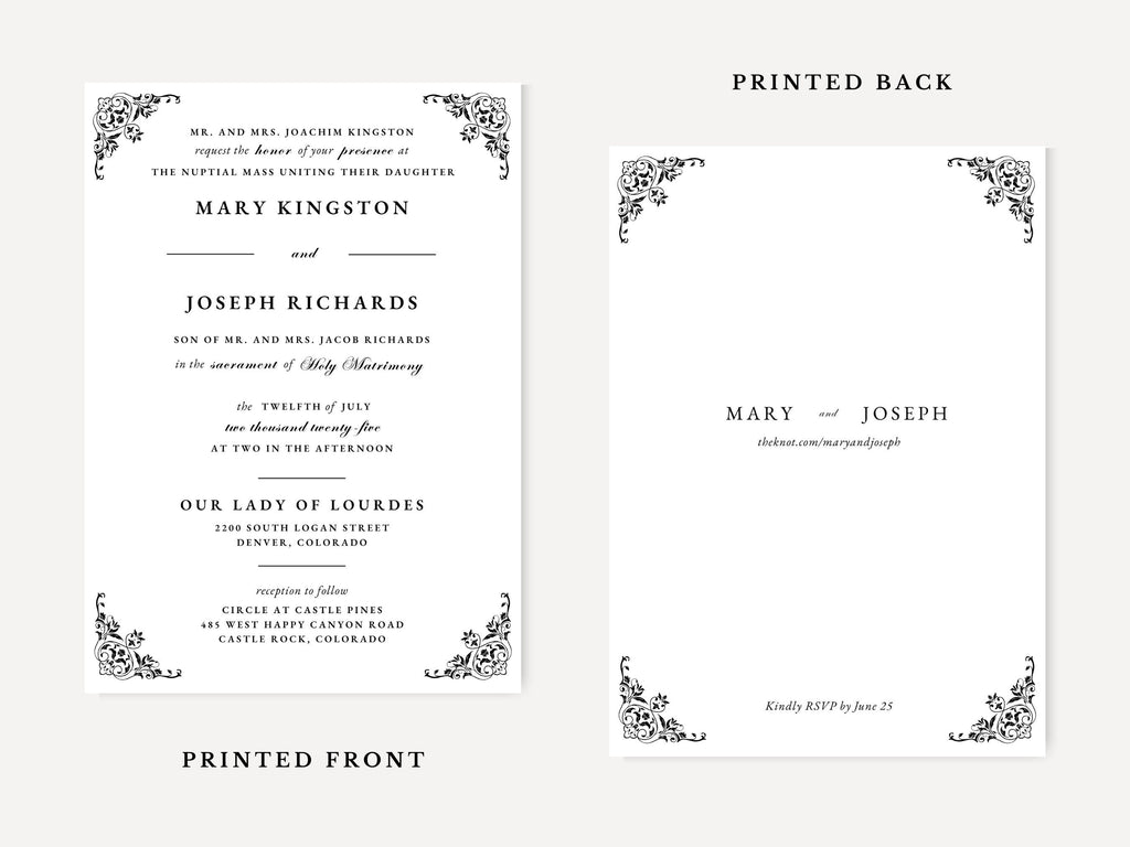 Vintage Catholic Wedding Invitation Template