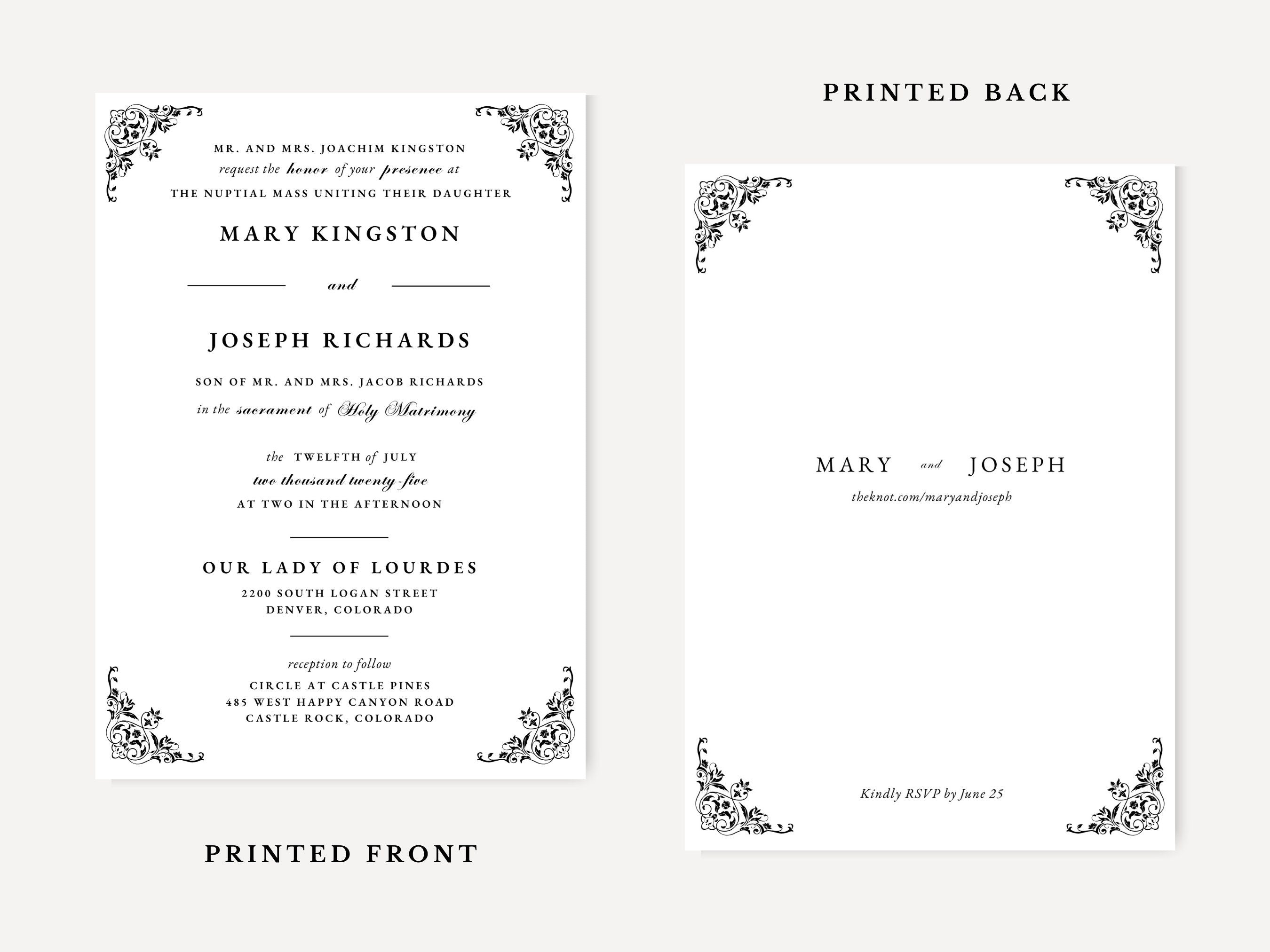 Vintage Catholic Wedding Invitation Template