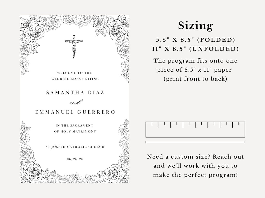 Roses Bifold Wedding Program Template