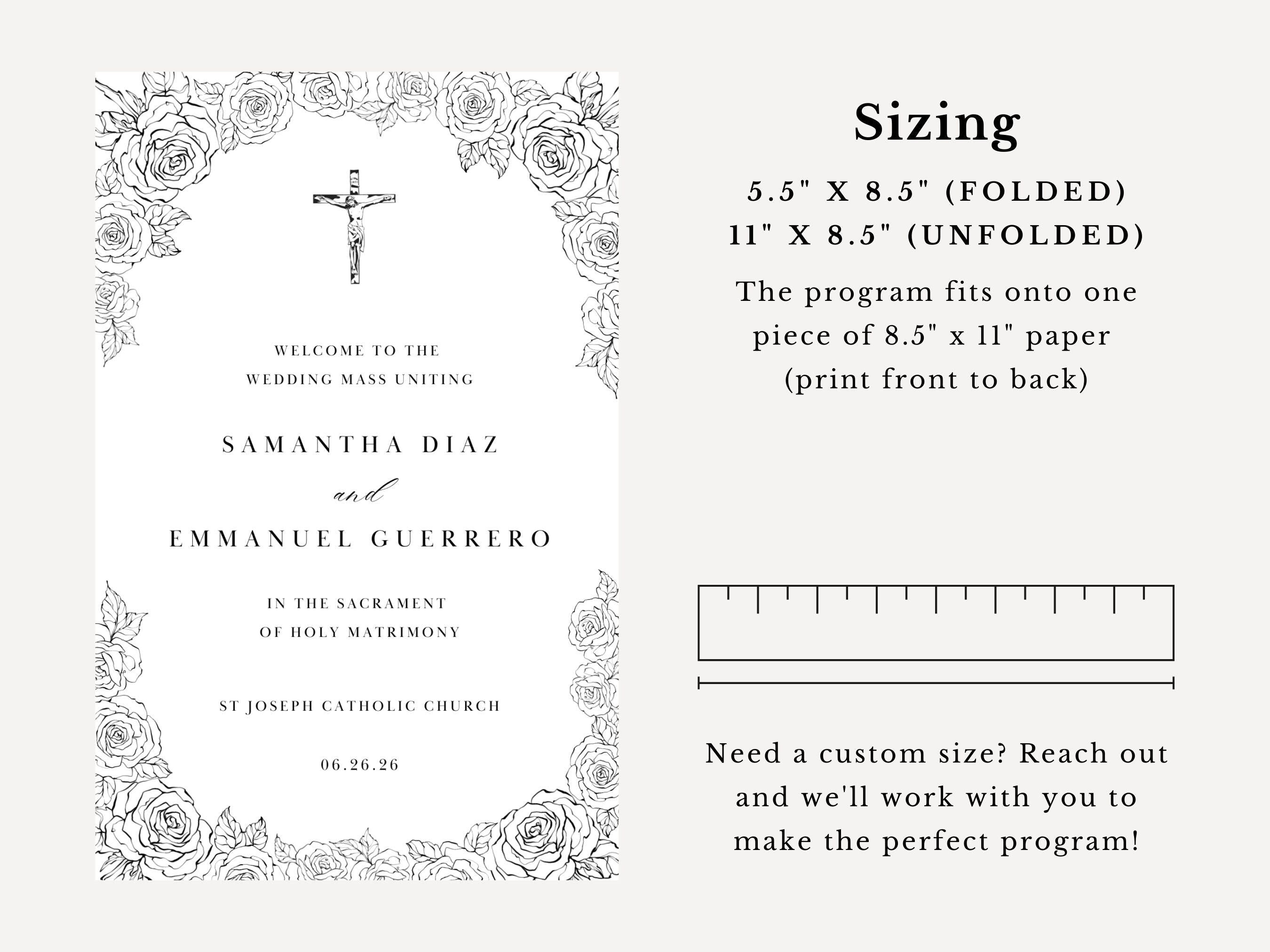 Roses Bifold Wedding Program Template