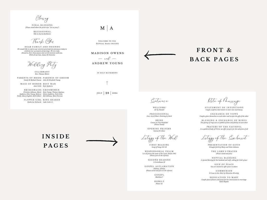 Modern Bifold Wedding Program Template