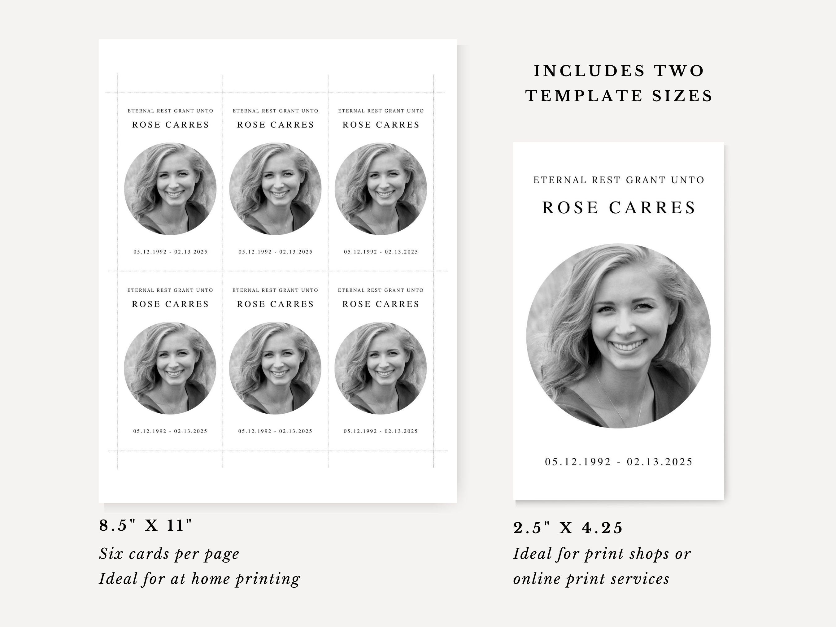 Rose Funeral Prayer Card Template