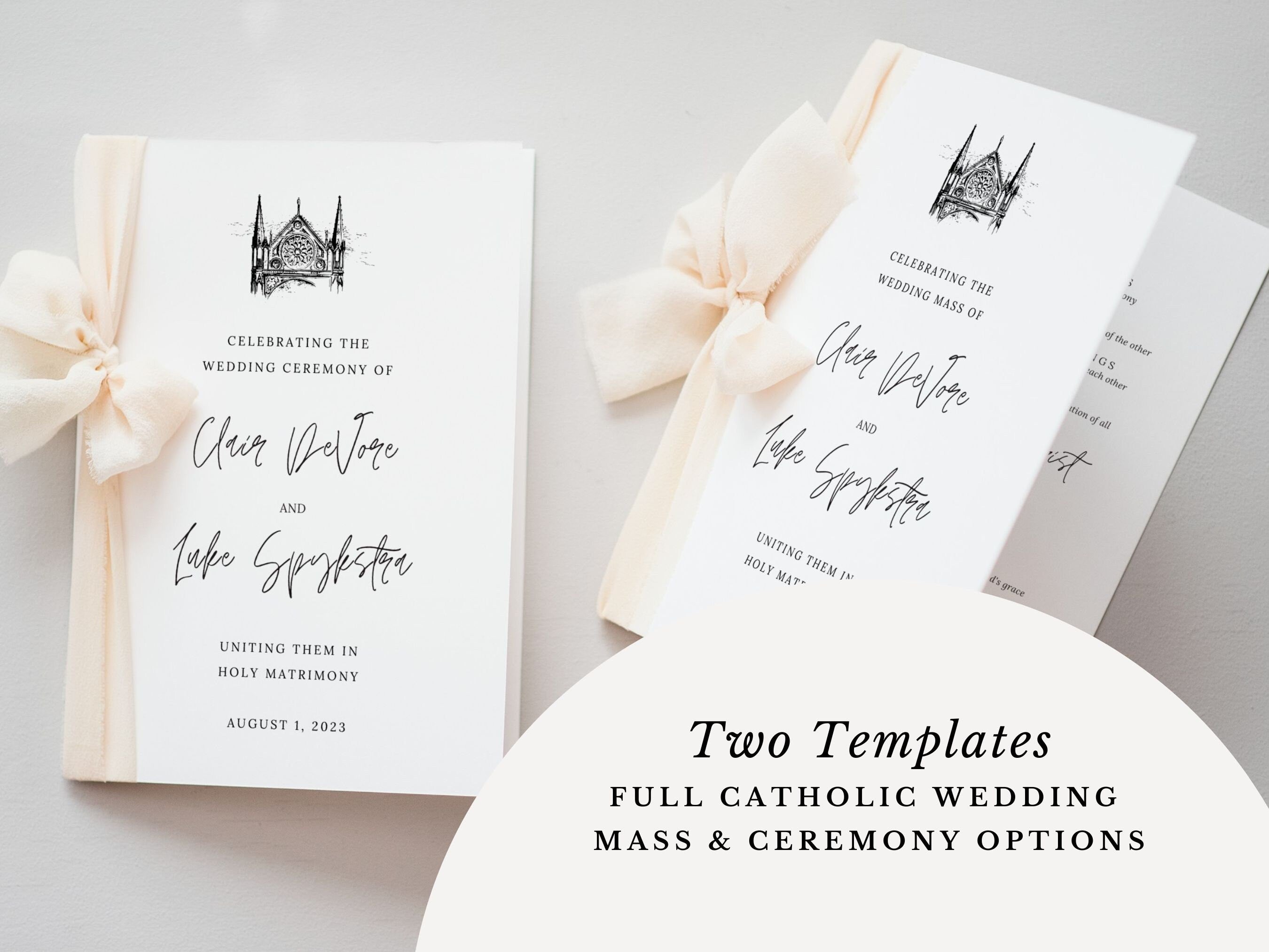Church Bifold Wedding Program Template