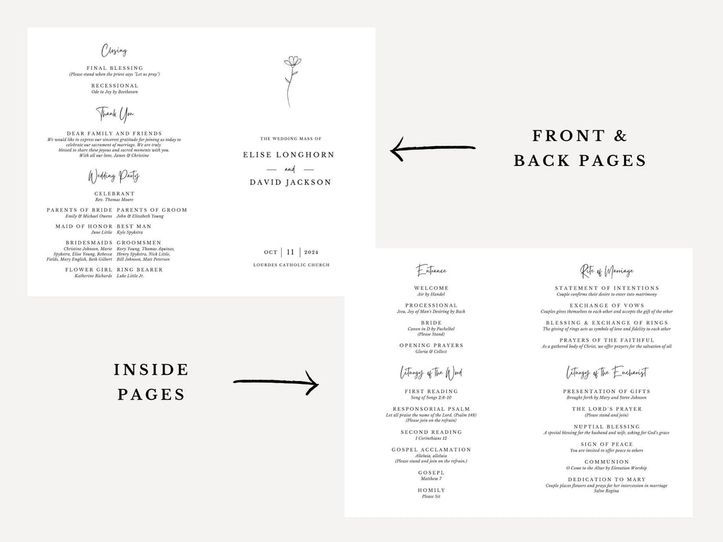 Flower Bifold Wedding Program Template