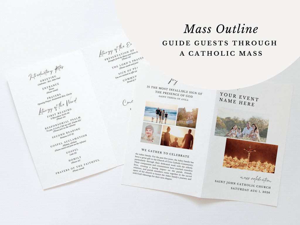 Family Catholic Mass Bifold Program Template