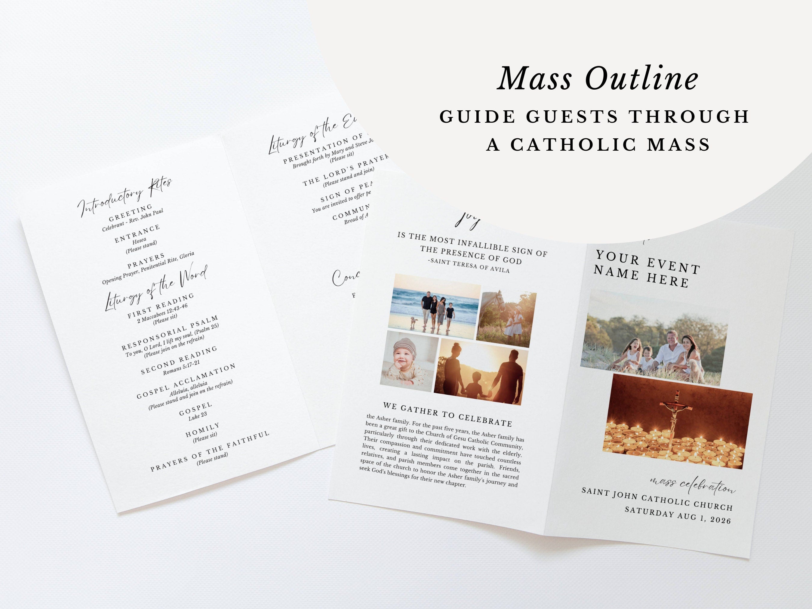 Family Catholic Mass Bifold Program Template