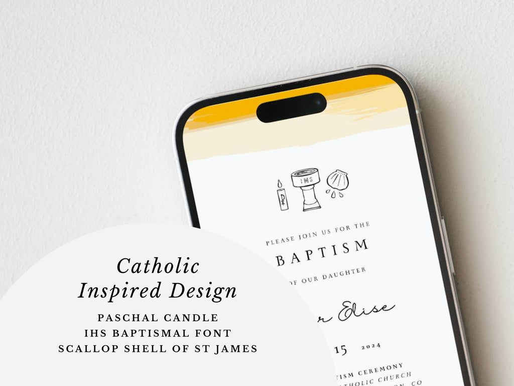 Yellow Watercolor Baptism Invitation