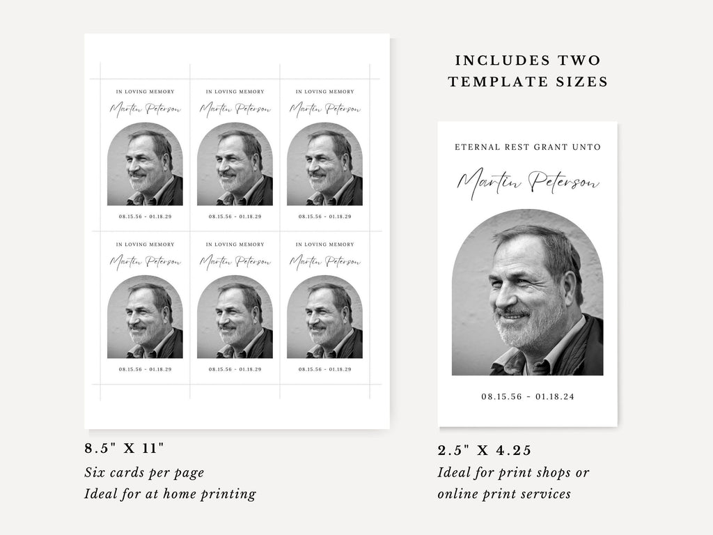 Martin Funeral Prayer Card Template