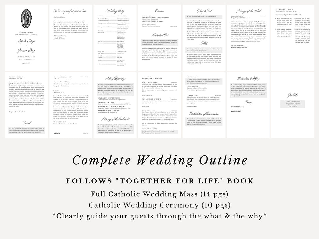 Guadalupe Full Readings & Explanation Wedding Program Template